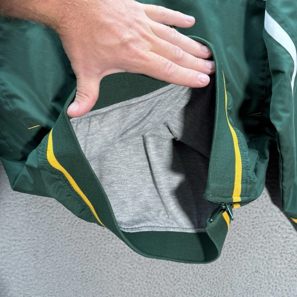 Vintage Green Bay Packers Jacket Boys Youth Large Green Windbreaker Football Y2K